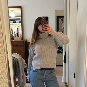 Wilfred Ribbed Turtleneck Sweater in Light Taupe